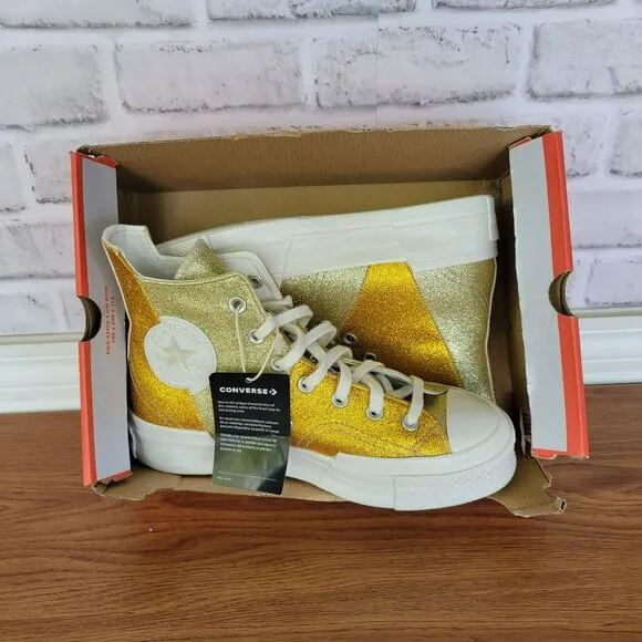 ❤️❤️Converse Chuck 70 Plus Glitter Hi Sneakers Sz 6 Men's Shoes Gold A08176C New