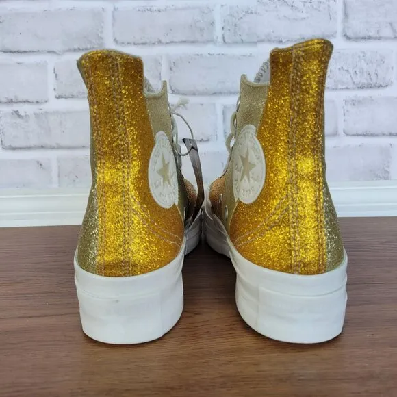 ❤️❤️Converse Chuck 70 Plus Glitter Hi Sneakers Sz 6 Men's Shoes Gold A08176C New