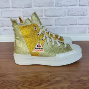 ❤️❤️Converse Chuck 70 Plus Glitter Hi Sneakers Sz 6 Men's Shoes Gold A08176C New