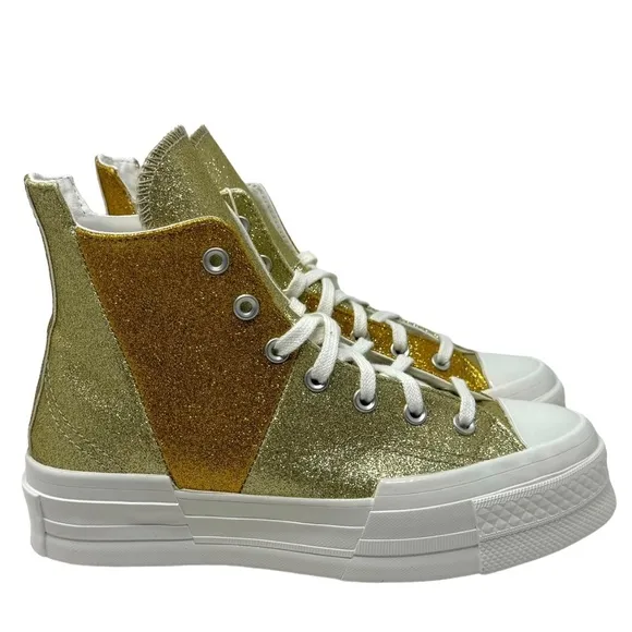 Converse Chuck 70 Plus Glitter Sneaker Shoes Gold Women's Size High Top A08176C