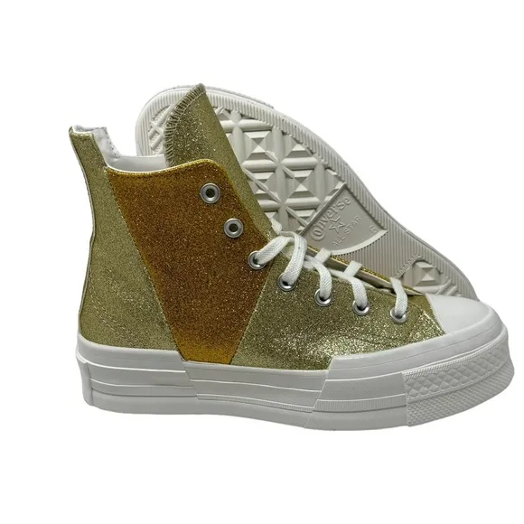 Converse Chuck 70 Plus Glitter Sneaker Shoes Gold Women's Size High Top A08176C