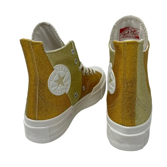 Converse Chuck 70 Plus Glitter Sneaker Shoes Gold Women's Size High Top A08176C