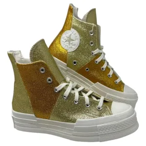 Converse Chuck 70 Plus Glitter Sneaker Shoes Gold Women's Size High Top A08176C