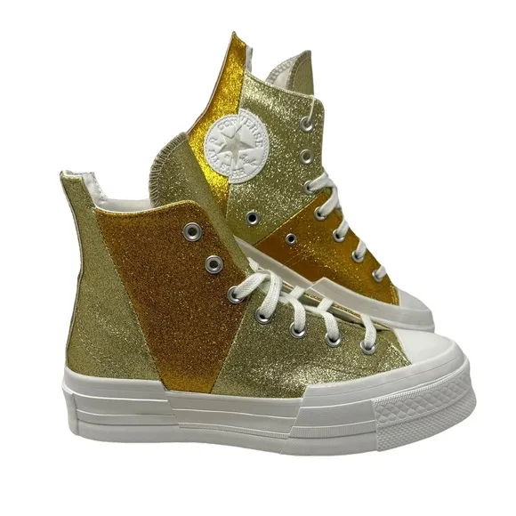 Converse Chuck 70 Plus Glitter Sneaker Shoes Gold Women's Size High Top A08176C