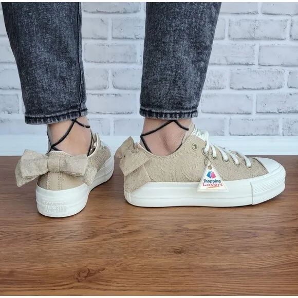 ⭐Converse Chuck Taylor All Star Lift Bow Women's Shoes Sz 7 Embroidered A10246C⭐
