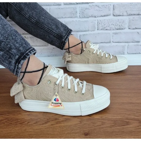 ⭐Converse Chuck Taylor All Star Lift Bow Women's Shoes Sz 7 Embroidered A10246C⭐