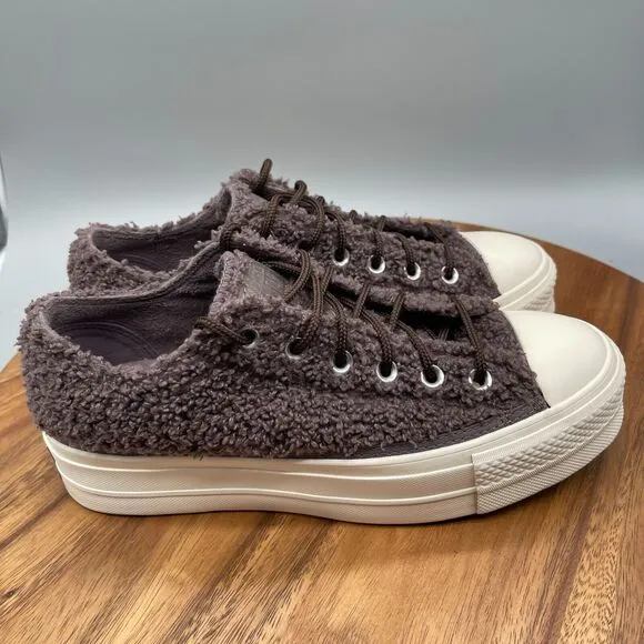 Converse Chuck Taylor All Star Shoes Womens 9 Platform Cozy Sherpa Violet Ore