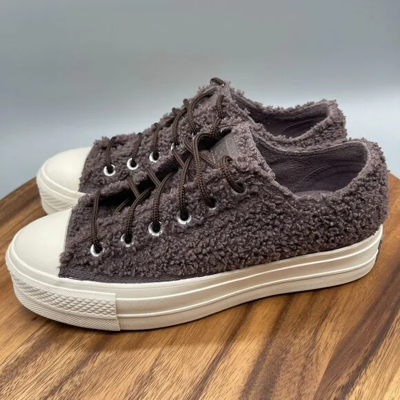 Converse Chuck Taylor All Star Shoes Womens 9 Platform Cozy Sherpa Violet Ore