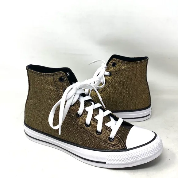 Converse Chuck Taylor Shoes Black Gold Canvas Kid Women Casual Sneakers A05388F