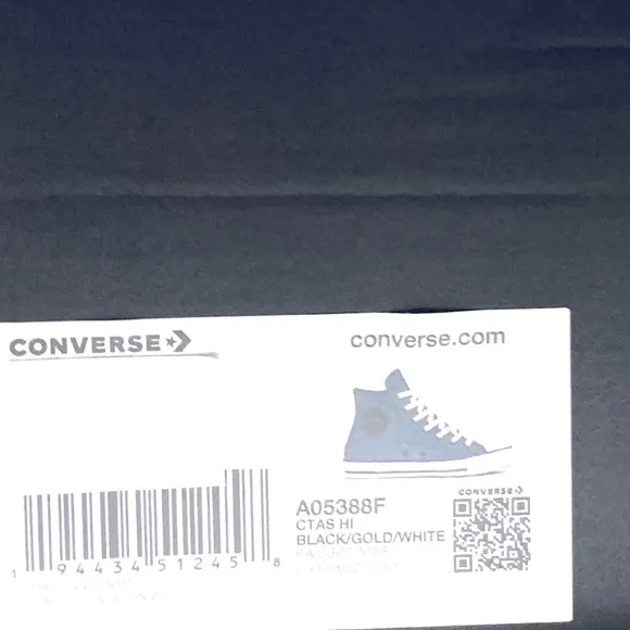 Converse Chuck Taylor Shoes Black Gold Canvas Kid Women Casual Sneakers A05388F