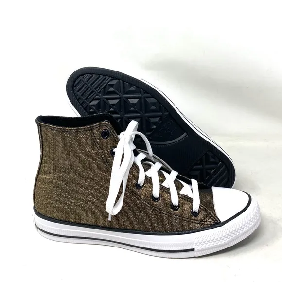 Converse Chuck Taylor Shoes Black Gold Canvas Kid Women Casual Sneakers A05388F