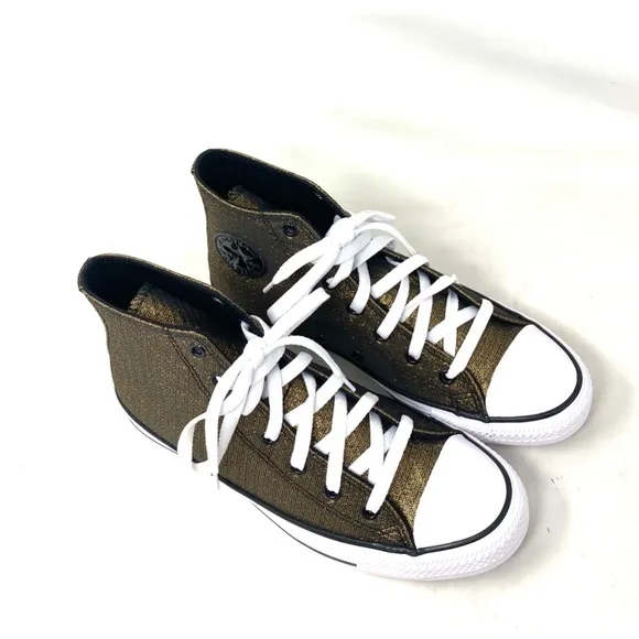 Converse Chuck Taylor Shoes Black Gold Canvas Kid Women Casual Sneakers A05388F