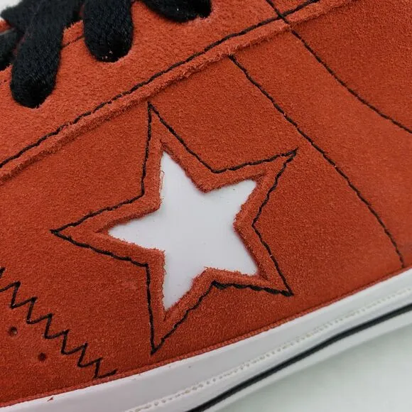 Converse Cons One Star Pro Mens Sz 8 Womens Sz 9.5 Red Suede Low Sneaker Shoes