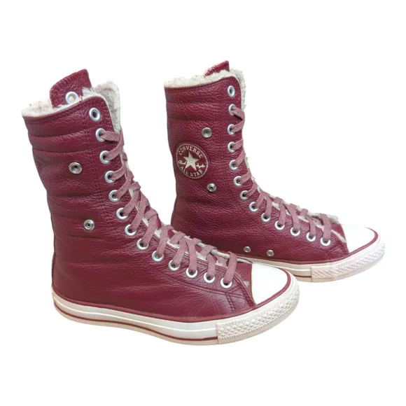 Converse CTAS 2014 XHI Calf High 13 Eyelet Foldover Oxheart Maroon Red Leather 7