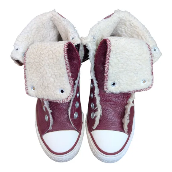 Converse CTAS 2014 XHI Calf High 13 Eyelet Foldover Oxheart Maroon Red Leather 7