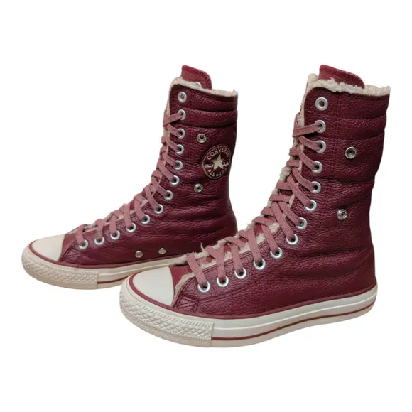Converse CTAS 2014 XHI Calf High 13 Eyelet Foldover Oxheart Maroon Red Leather 7