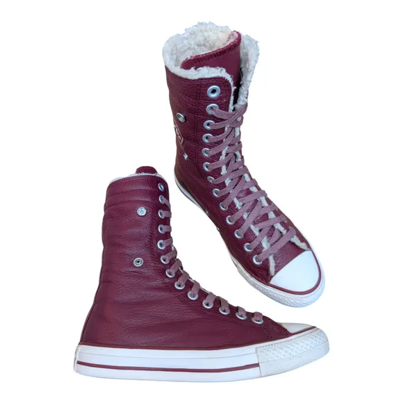 Converse CTAS 2014 XHI Calf High 13 Eyelet Foldover Oxheart Maroon Red Leather 7