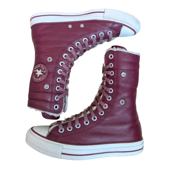 Converse CTAS 2014 XHI Calf High 13 Eyelet Foldover Oxheart Maroon Red Leather 7