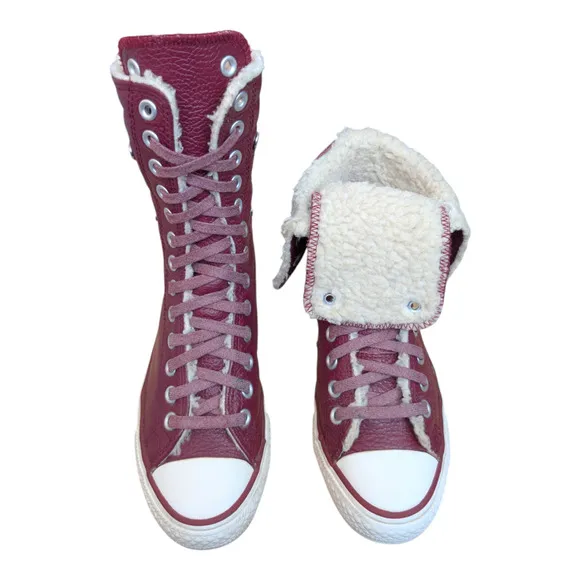 Converse CTAS 2014 XHI Calf High 13 Eyelet Foldover Oxheart Maroon Red Leather 7