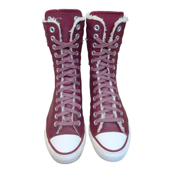 Converse CTAS 2014 XHI Calf High 13 Eyelet Foldover Oxheart Maroon Red Leather 7