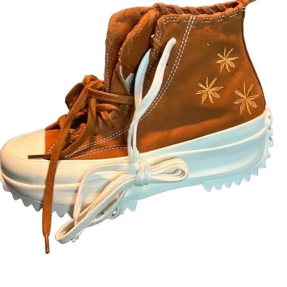Converse Men 7.5 Run Star Hike Platform Embroidered Florals Unisex High Top Boot