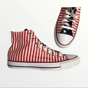 Converse Patriotic CTAS Chuck Taylor All Star Hi Top Sneakers Red White Blue