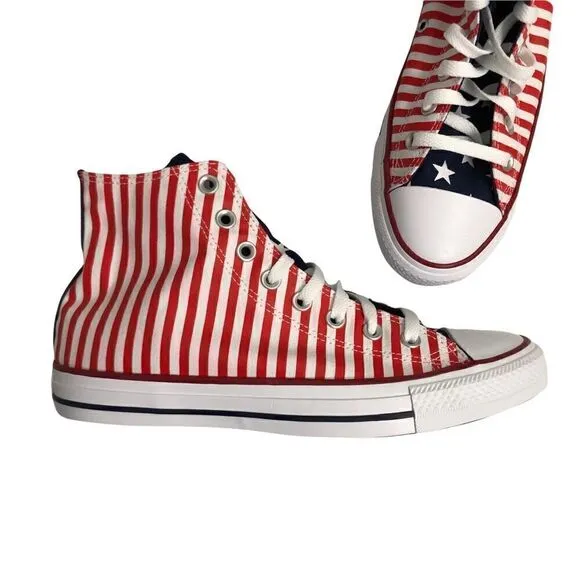 Converse Patriotic CTAS Chuck Taylor All Star Hi Top Sneakers Red White Blue