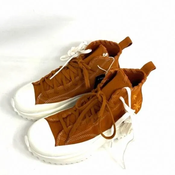 Converse Run Star High Platform Casual Sneakers For A04299C Brown Suede Women