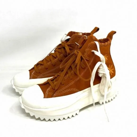 Converse Run Star High Platform Casual Sneakers For A04299C Brown Suede Women