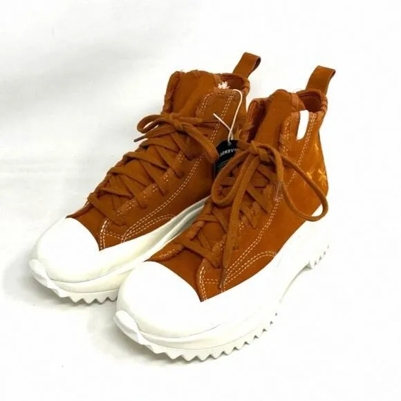 Converse Run Star High Platform Casual Sneakers For A04299C Brown Suede Women