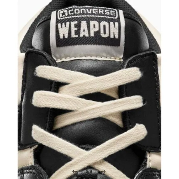 Converse Weapon Mid Leather Shoes Black Ivory Larry Bird Celtics A04400C Retro