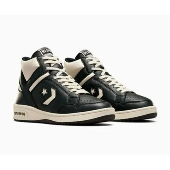 Converse Weapon Mid Leather Shoes Black Ivory Larry Bird Celtics A04400C Retro