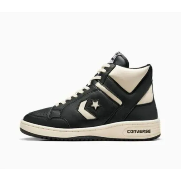 Converse Weapon Mid Leather Shoes Black Ivory Larry Bird Celtics A04400C Retro