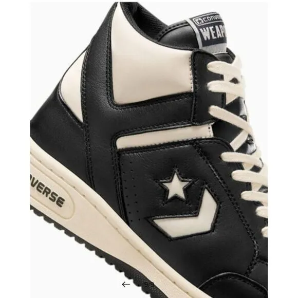 Converse Weapon Mid Leather Shoes Black Ivory Larry Bird Celtics A04400C Retro
