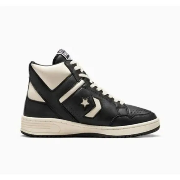 Converse Weapon Mid Leather Shoes Black Ivory Larry Bird Celtics A04400C Retro