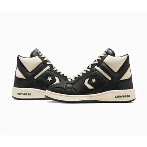 Converse Weapon Mid Leather Shoes Black Ivory Larry Bird Celtics A04400C Retro