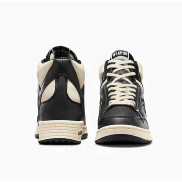 Converse Weapon Mid Leather Shoes Black Ivory Larry Bird Celtics A04400C Retro