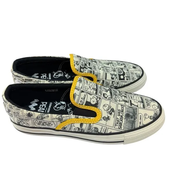 Converse x Peanuts Slip-On Shoes Mens 7 Womens 8.5 Comic Strip Woodstock