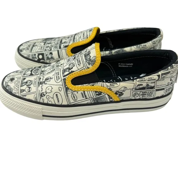 Converse x Peanuts Slip-On Shoes Mens 7 Womens 8.5 Comic Strip Woodstock