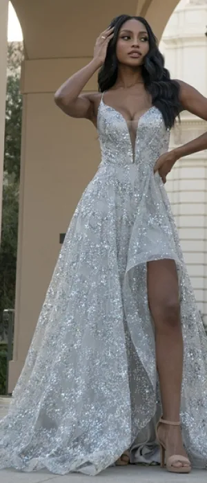 COPY - Silver sequin formal evening homecoming prom party dress