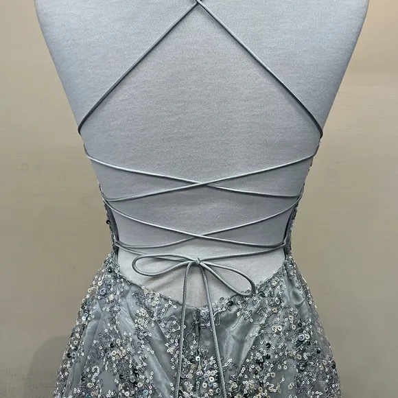 COPY - Silver sequin formal evening homecoming prom party dress