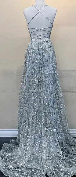 COPY - Silver sequin formal evening homecoming prom party dress