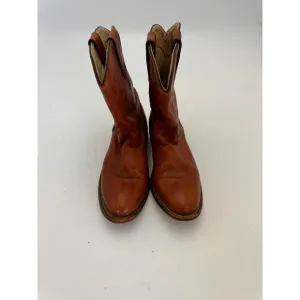 Corral Boots Unisex Cowboy Heel Pointed Toe Leather Boots Roper Brown