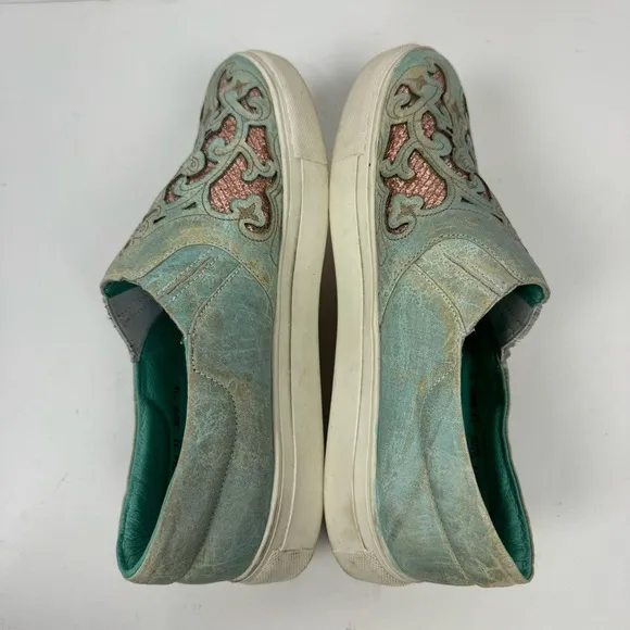 Corral Leather Slip On Sneakers E1564 Teal Turquoise Western Rodeo Shoes