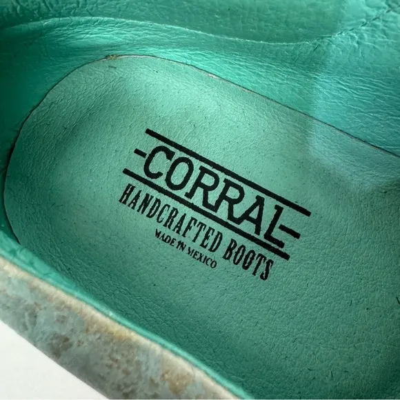 Corral Leather Slip On Sneakers E1564 Teal Turquoise Western Rodeo Shoes