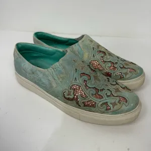 Corral Leather Slip On Sneakers E1564 Teal Turquoise Western Rodeo Shoes
