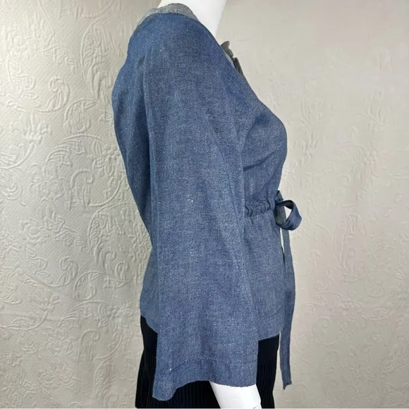 Cotelac Linen Cotton Denim-Look Lightweight Tie Waist Jacket