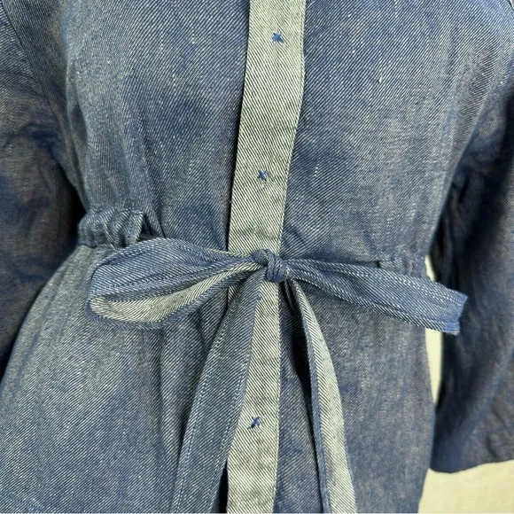 Cotelac Linen Cotton Denim-Look Lightweight Tie Waist Jacket