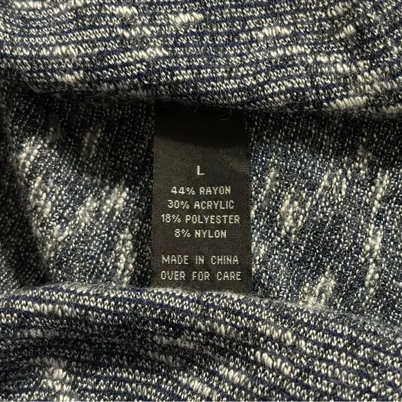 Cowl Neck Tweed Sweater Bouclé Knit Tunic Navy Blue Black Gray White Size Large