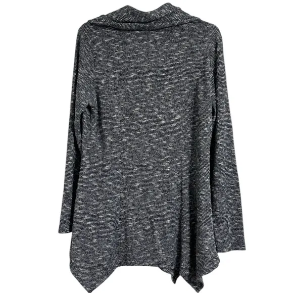 Cowl Neck Tweed Sweater Bouclé Knit Tunic Navy Blue Black Gray White Size Large